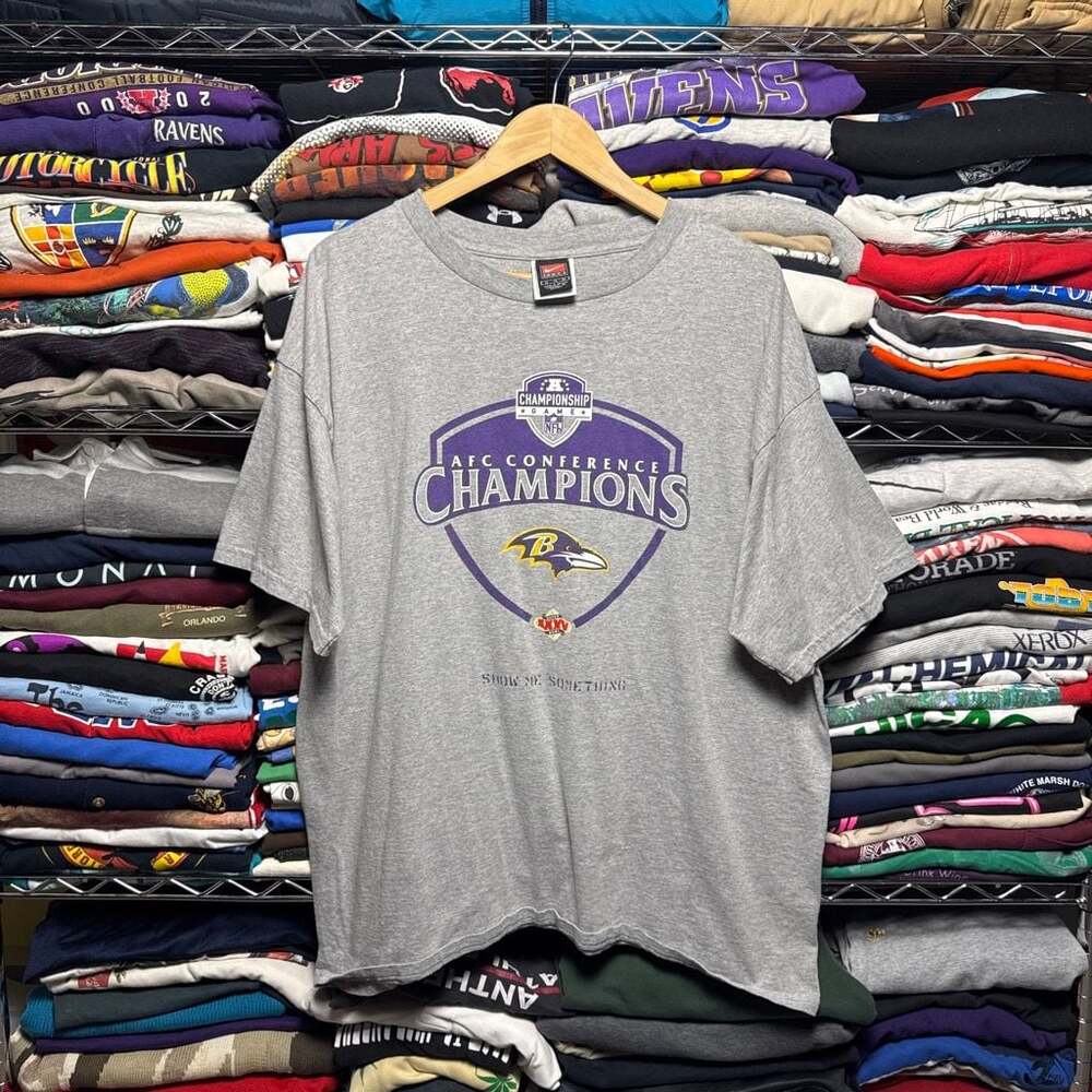Vintage 2001 Nike Baltimore Ravens AFC Conference Champions Super Bowl XXXV T-Sh